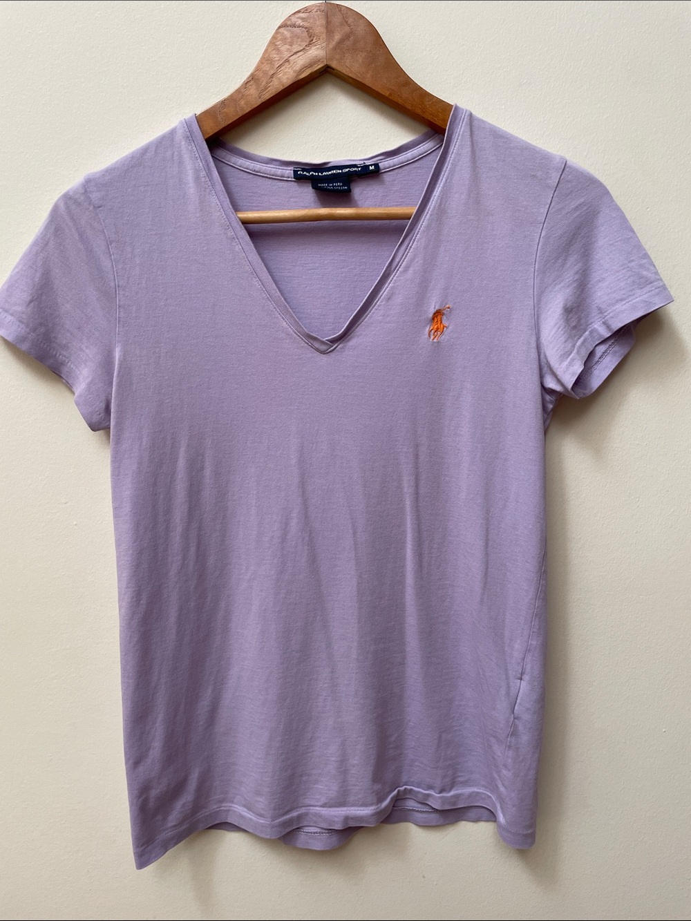 Ralph Lauren Sport Lavender V-Neck Short Sleeve Prima Cotton Tee 2000s vintage